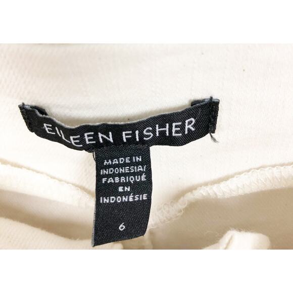 EILEEN FISHER Womens Denim Pants 6 Cream Organic Cotton Taper Natural Easy Fit - Picture 9 of 10
